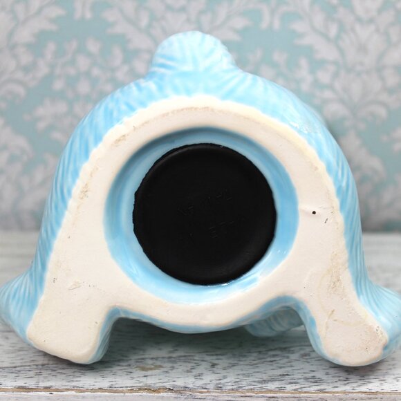 Vintage Ceramic "Piggy Bank" Blue Teddy Bear: Made in Taiwan Nursery Decor - Picture 6 of 8